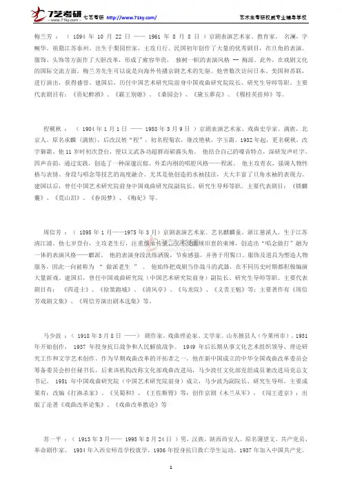 中国艺术研究院历届著名导师