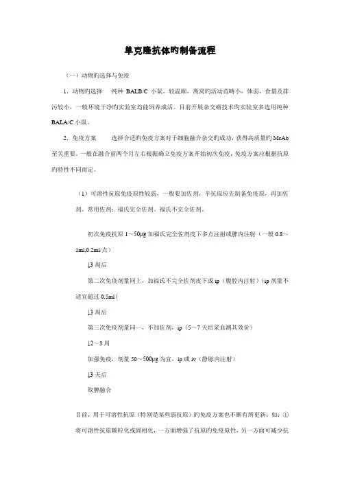 单克隆抗体的制备标准流程