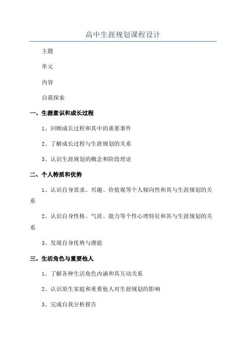 高中生涯规划课程设计