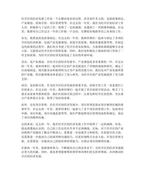 经开区经济发展个人工作总结