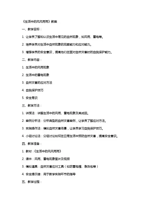 《生活中的风风雨雨》教案