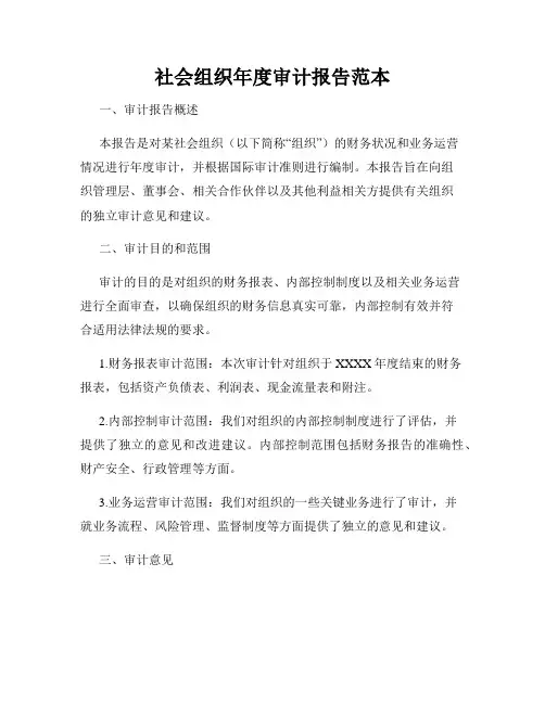 社会组织年度审计报告范本
