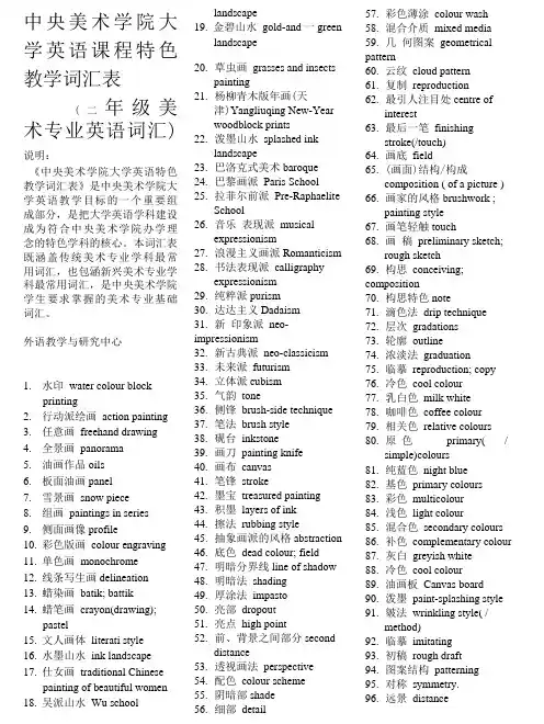 二年级美术专业英语词汇表.doc