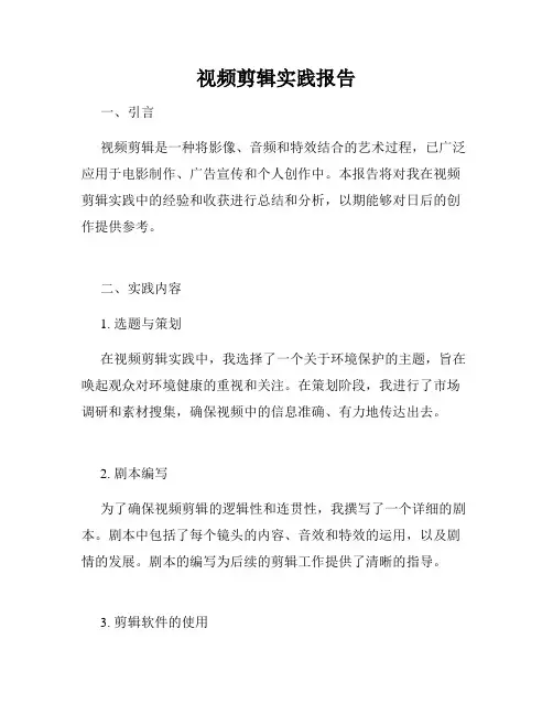 视频剪辑实践报告