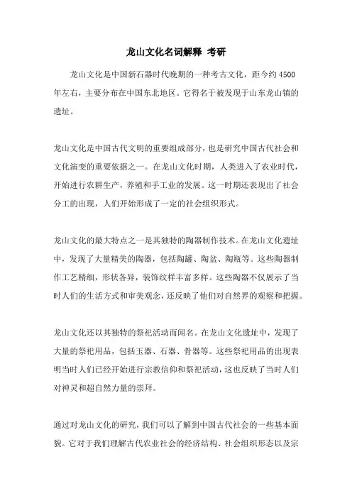 龙山文化名词解释 考研