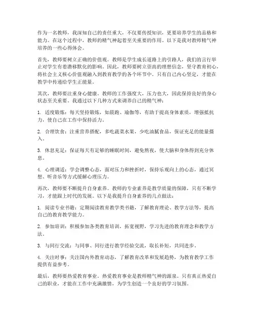 教师精气神培养心得体会