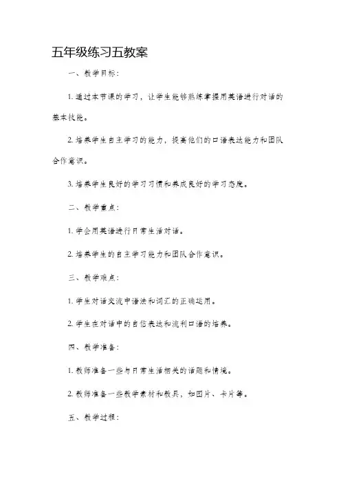 五年级练习五教案