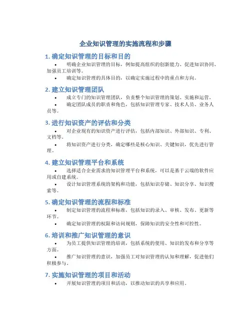 企业知识管理的实施流程和步骤