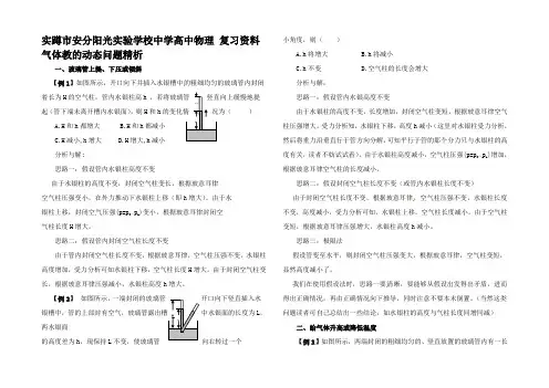 高中物理 复习资料 气体教的动态问题精析