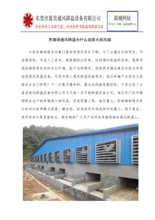 养猪场通风降温为什么选择大排风扇