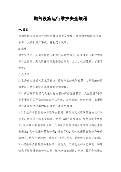 燃气设施运行维护安全规程