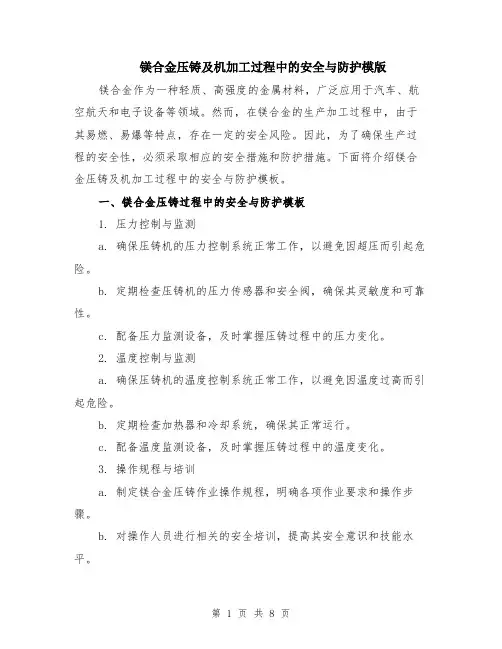 镁合金压铸及机加工过程中的安全与防护模版（3篇）