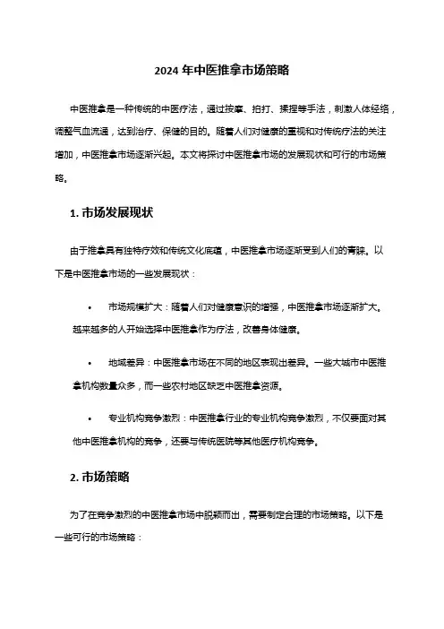 2024年中医推拿市场策略