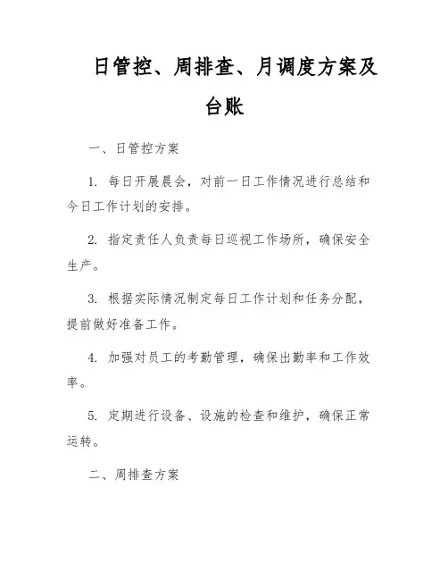 日管控、周排查、月调度方案及台账
