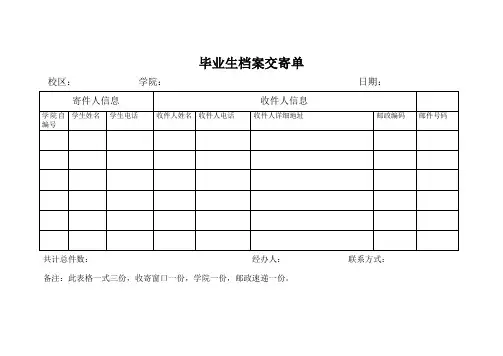 毕业生档案交寄单
