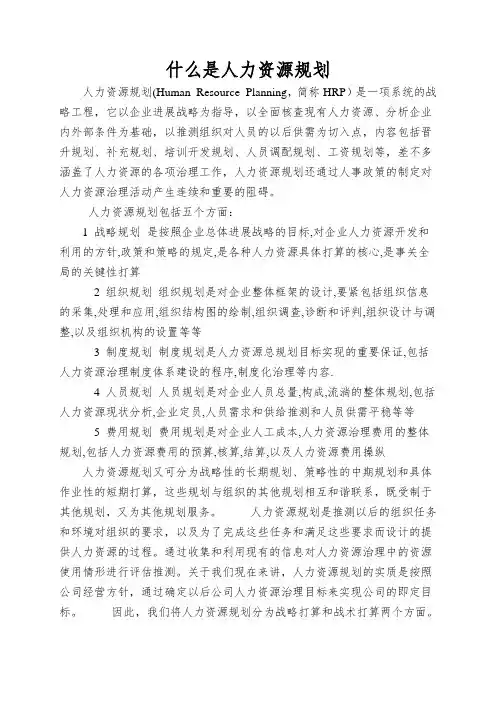 什么是人力资源规划