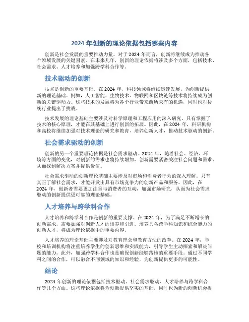 2024年创新的理论依据包括哪些内容