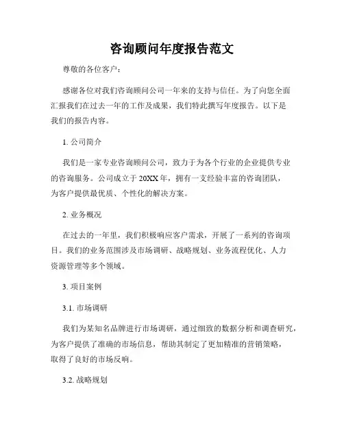 咨询顾问年度报告范文