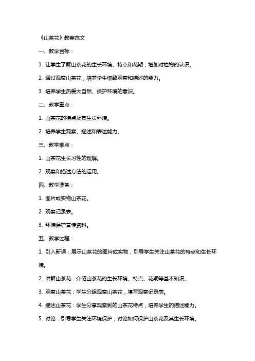 《山茶花》教案范文