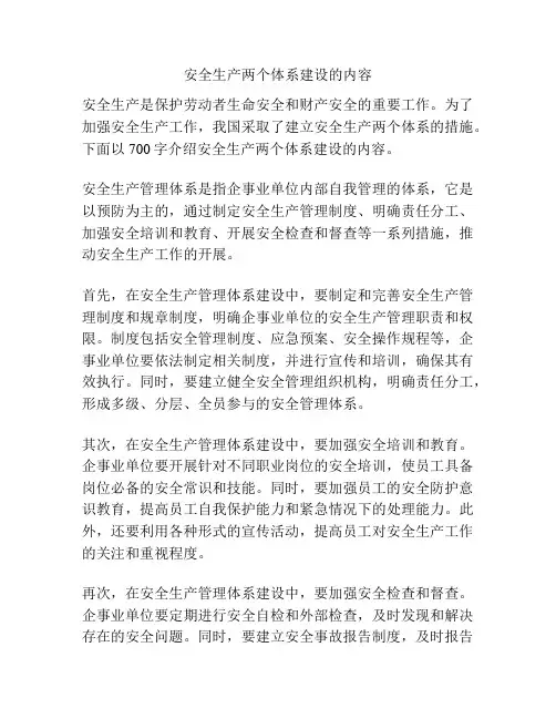 安全生产两个体系建设的内容