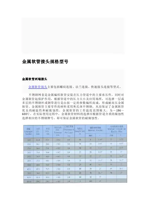 [讲解]金属软管接头规格型号