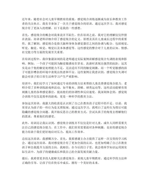 感觉统合的培训感想