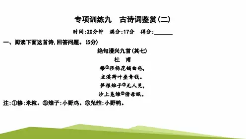 2022年六年级语文上册专项训练九 古诗词鉴赏(二)