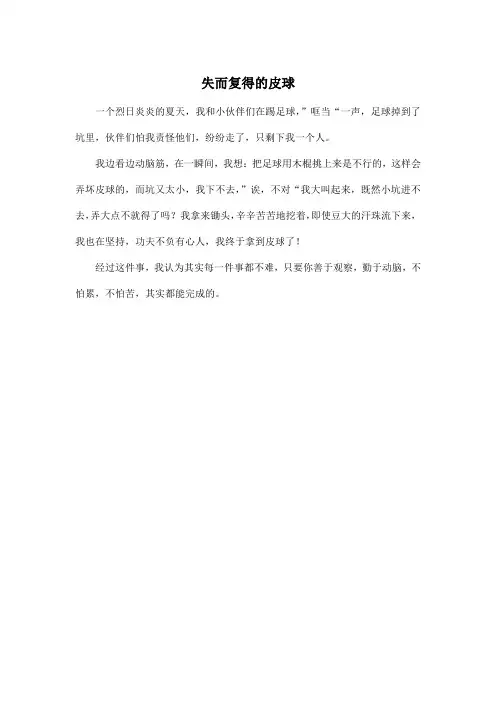 失而复得的皮球_小学四年级作文250字