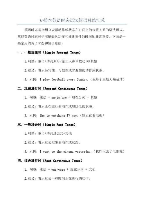专插本英语时态语法短语总结汇总