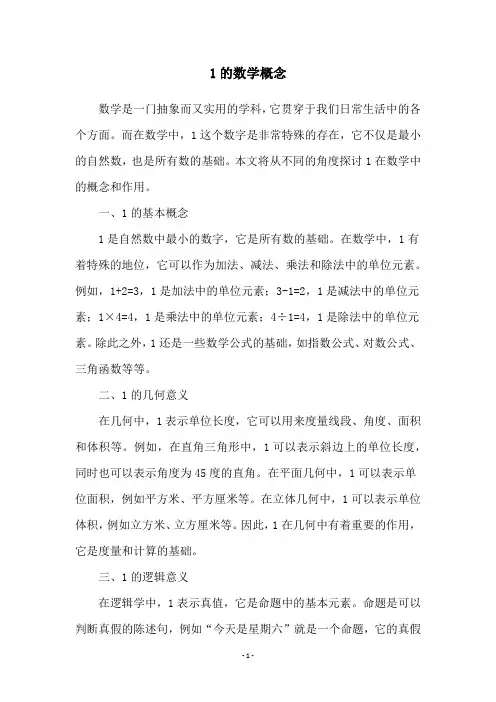 1的数学概念