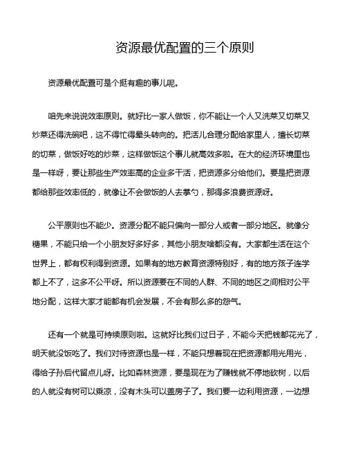 资源最优配置的三个原则