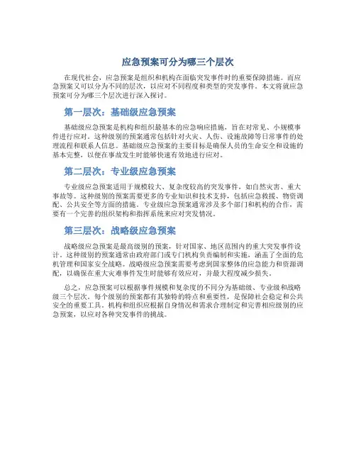 应急预案可分为哪三个层次