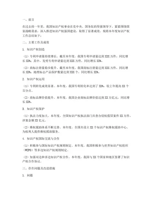 知识产权年度总结报告范文
