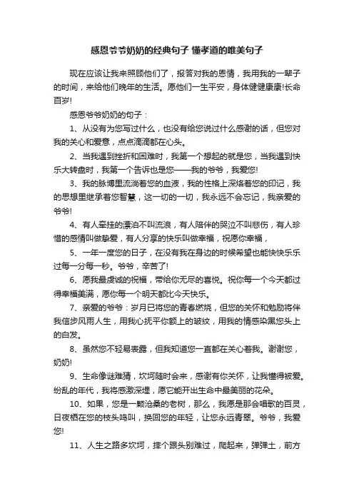 感恩爷爷奶奶的经典句子懂孝道的唯美句子