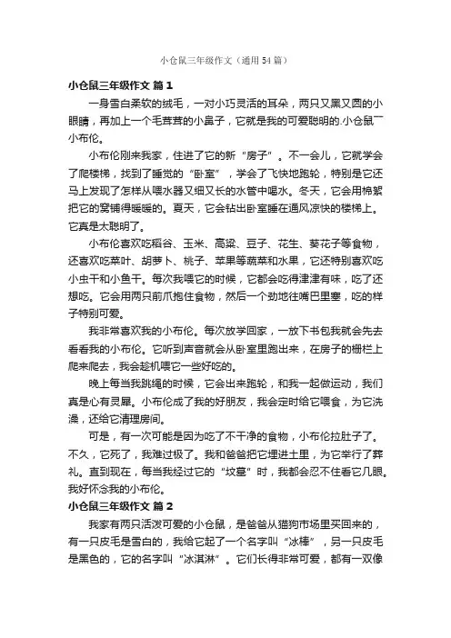 小仓鼠三年级作文（通用54篇）