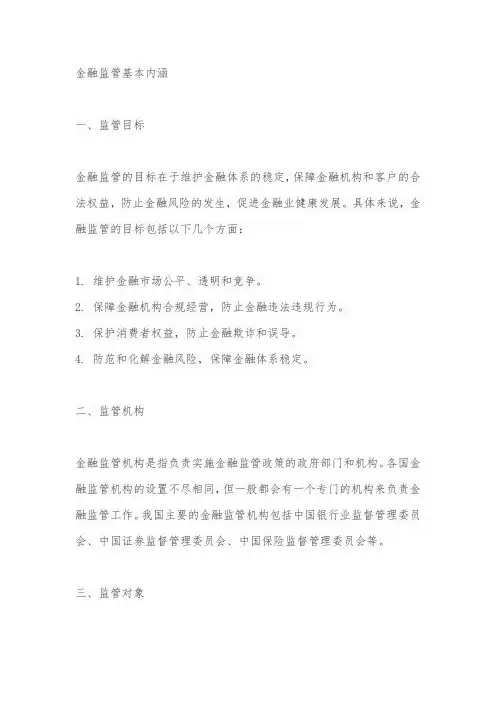 金融监管基本内涵