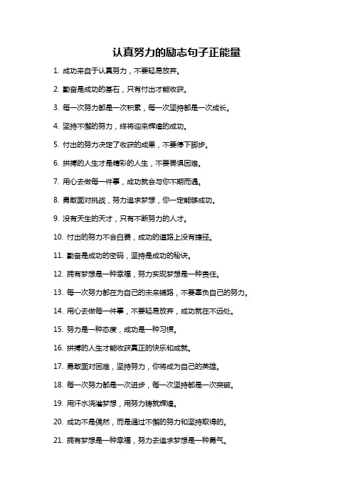 认真努力的励志句子正能量