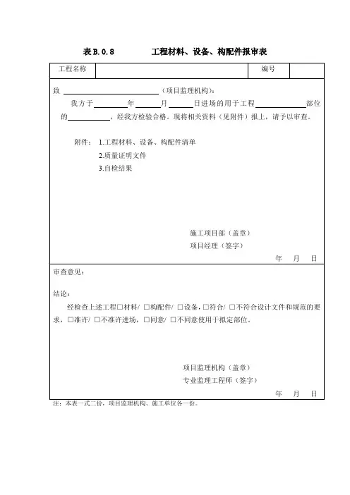 B.0.08工程材料、设备、构配件报审表