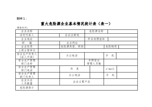 重大危险源登记表