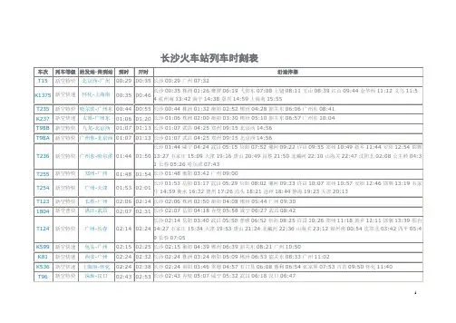 长沙站列车时刻表