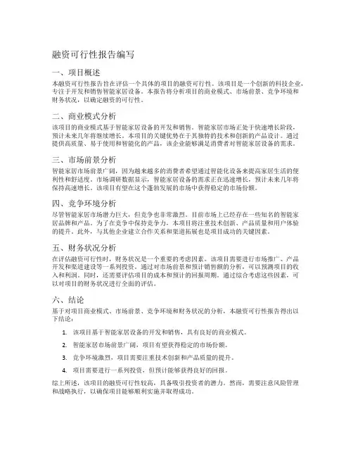 融资可行性报告编写
