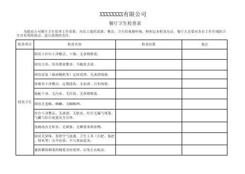 食堂卫生检查表