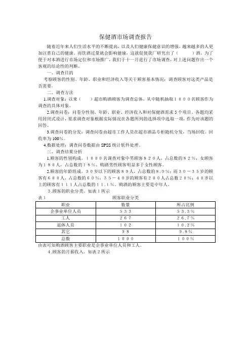 保健酒市场调查报告