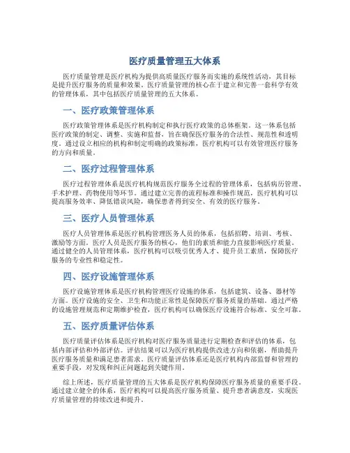 医疗质量管理五大体系