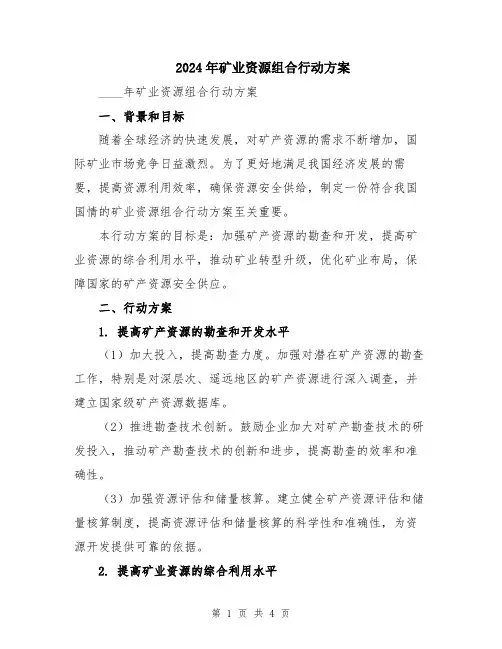 2024年矿业资源组合行动方案
