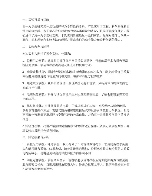 流体力学实验实训总结报告