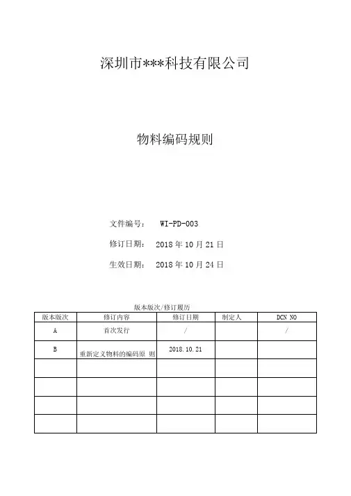 五金物料编码规则