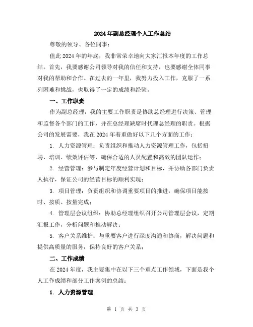2024年副总经理个人工作总结