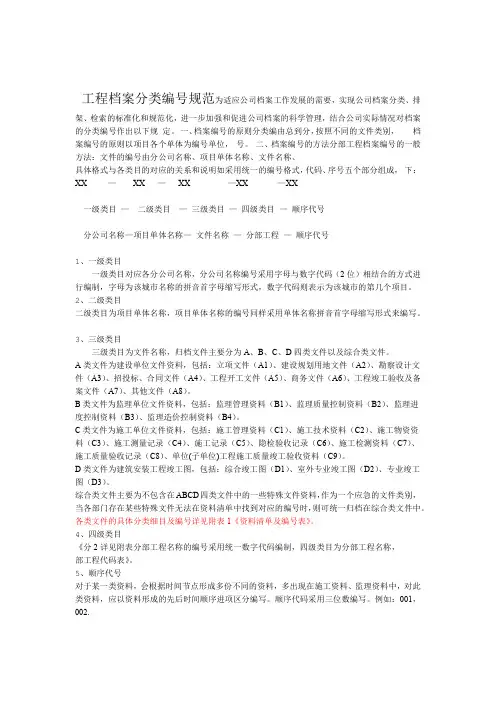 工程档案分类编号规范
