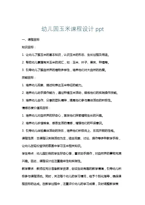 幼儿园玉米课程设计ppt